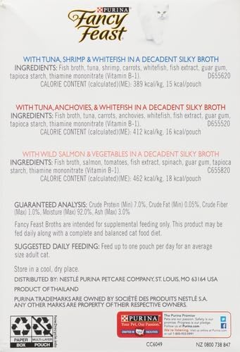 Fancy Feast Purina Broths, Classic Seafood Wet Cat Food, 1.4 Ounce (Pack of 36)