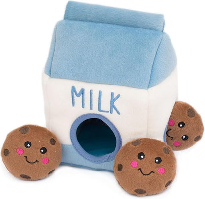 ZippyPaws Burrow Hide & Seek Plush Puzzles - Milk and Cookies