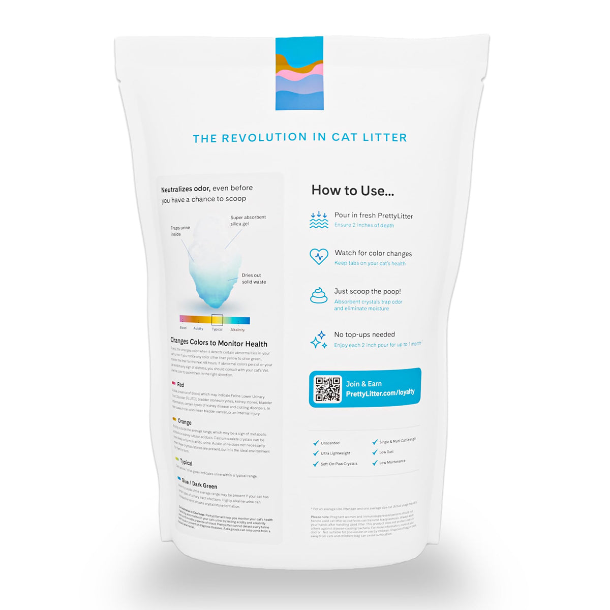 PrettyLitter Health Monitoring Cat Litter, Unscented, 4-Pack, 6 lb. Bags