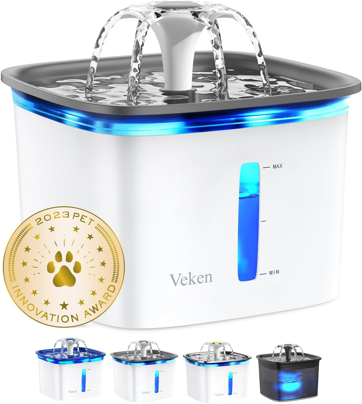 Veken Innovation Award Winner 95oz/2.8L Cat Water Fountain, C1 Classic
