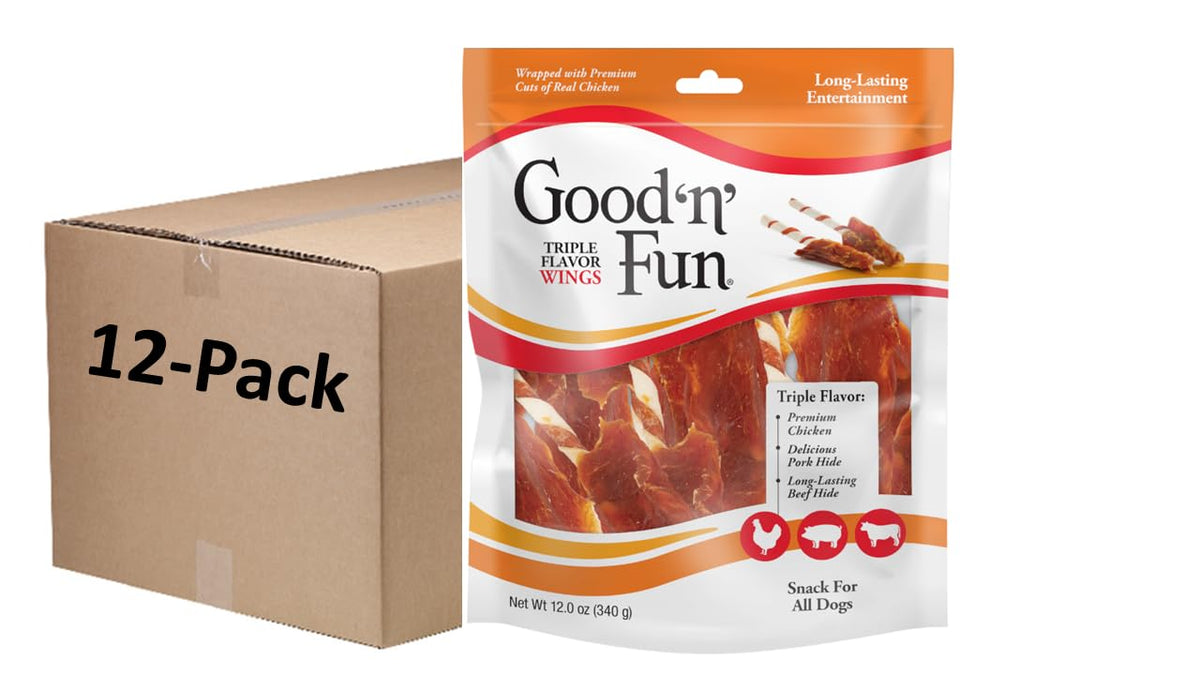 Good 'n' Fun Wings Long-Lasting Dog Treat Made With Real Protein, 12 oz