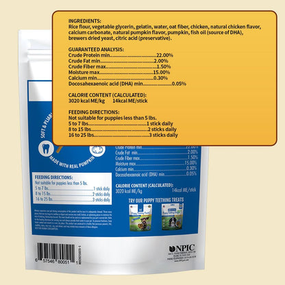 N-Bone Puppy Teething Sticks, Peanut Butter Flavor, Natural Puppy Chew Sticks & Teething Treats, SQF Certified, Made with Rice Flour for Easy Digestion, Calcium Enriched (3.7oz)