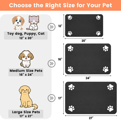 Pet Feeding Mat-Absorbent Pet Placemat for Food and Water Bowl, with Waterproof Rubber Backing, Quick Dry Water Dispenser Mat for Dog and Cat (20"x12", Blue)