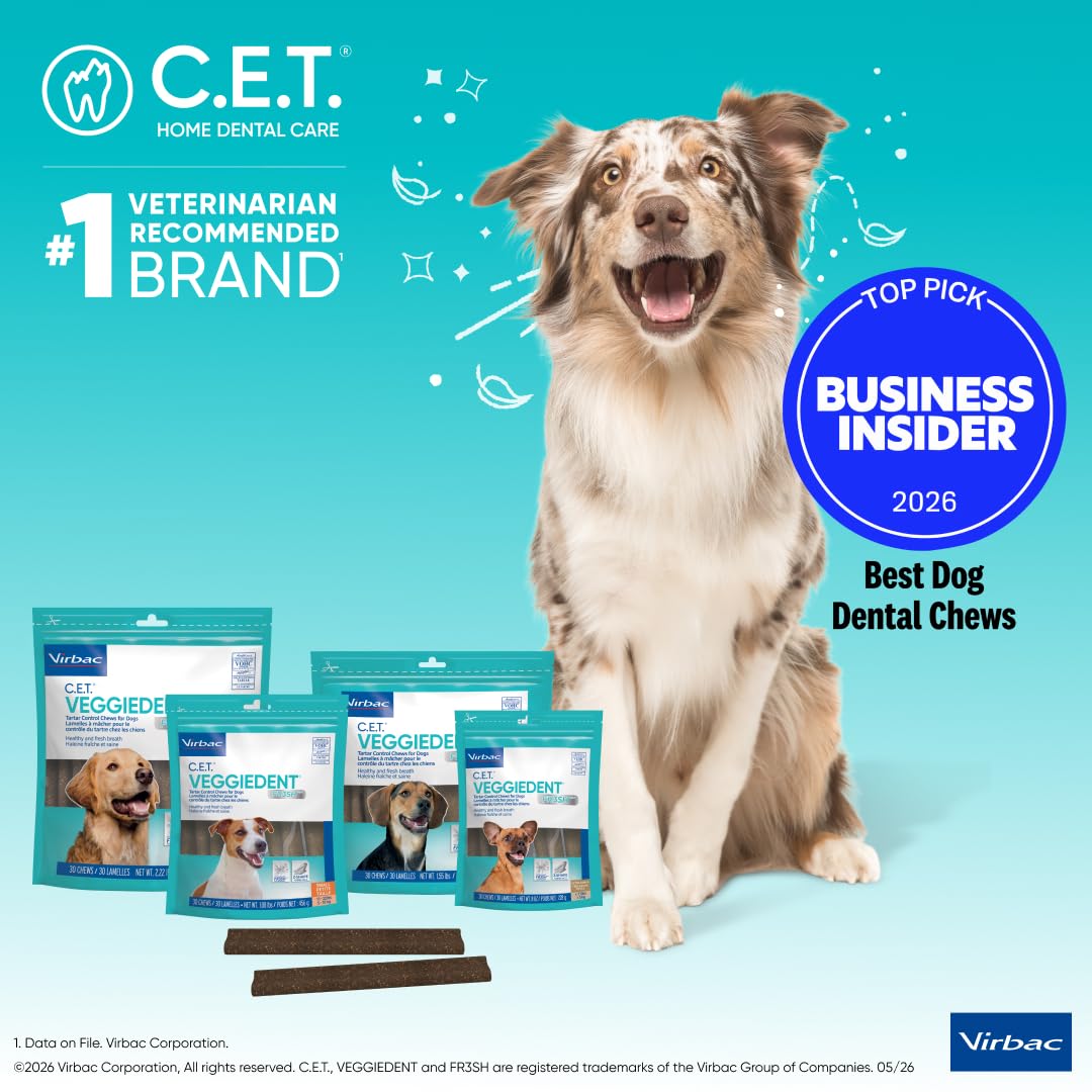C.E.T. Veggiedent Fr3sh Plaque and Tartar Control Chews for Dogs, Small