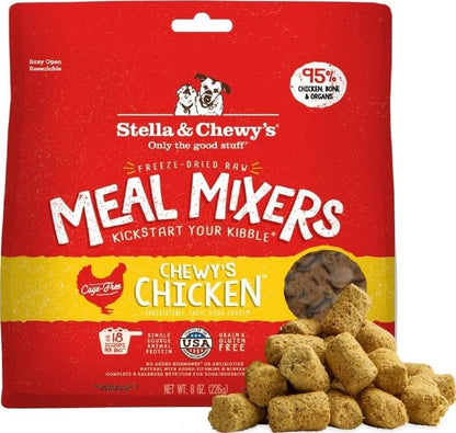 Stella & Chewy's Freeze-Dried Raw Chicken Meal Mixers- Dog Food Topper & Mixer - Made with 95% Cage-Free Chicken, Organs & Bone - Perfect for Picky Eaters - Grain-Free, 2.19 Pound (Pack of 4)