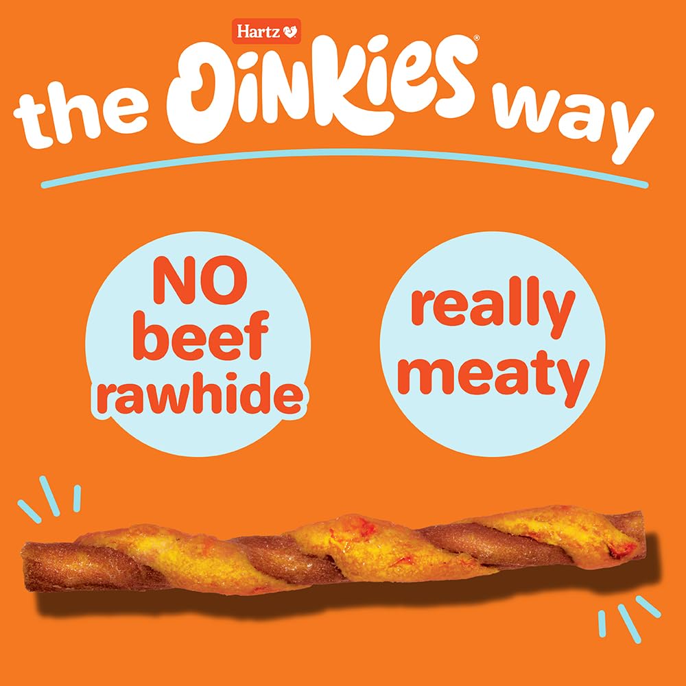 Hartz Oinkies Tender Twirls + Collagen Rawhide‑Free Dog Chews, 20 Count, 9.5 Ounce (Pack of 12)