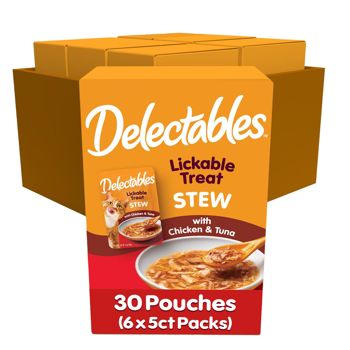 Delectables Lickable Treat Stew Wet Cat Treat with Real Tuna & Shrimp, Food Topper, Hydrating, Grain-Free, No Fillers, No By-Products, No Added Preservatives, 1.4oz Pouch, 12ct