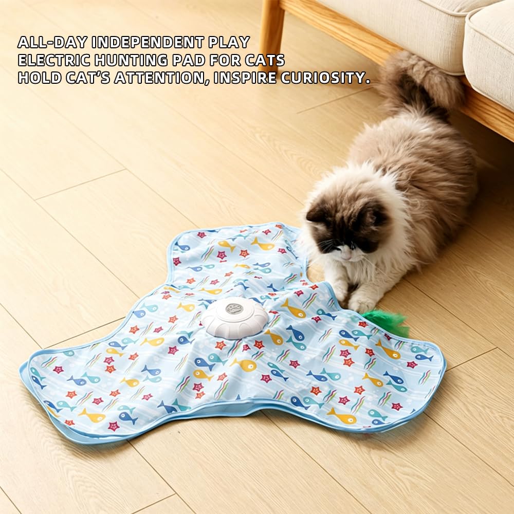 Rechargeable Automatic Cat Toy, 3-Mode Touch-Activated Interactive Toy with Random Motion, Concealed Feather & Squeaky Sound for Indoor Cats & Kittens (Yellow)
