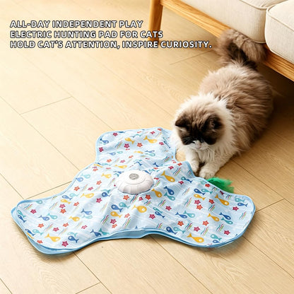 Rechargeable Automatic Cat Toy, 3-Mode Touch-Activated Interactive Toy with Random Motion, Concealed Feather & Squeaky Sound for Indoor Cats & Kittens (Yellow)