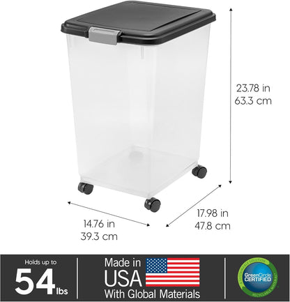 IRIS USA Dog Food Storage Container, Up to 10 lbs, Clear/Gray, Made in USA