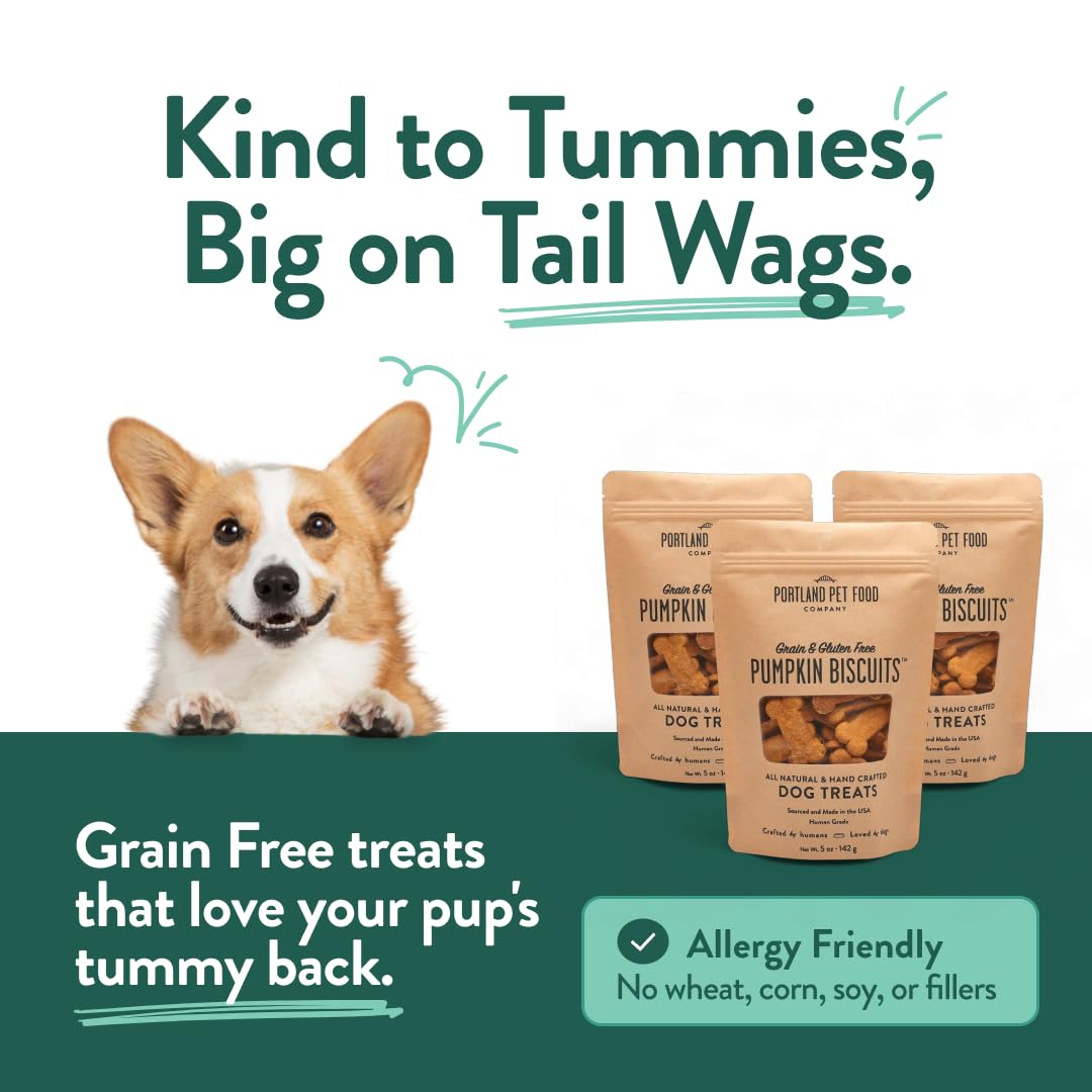 Portland Pet Food Pumpkin Dog Treats - Healthy, Grain-Free Biscuits, 5 oz