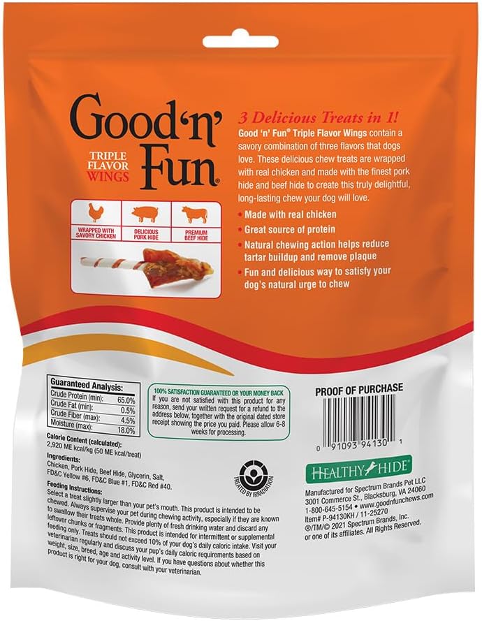 Good 'n' Fun Wings Long-Lasting Dog Treat with Real Protein, 12 oz (2 Pack)