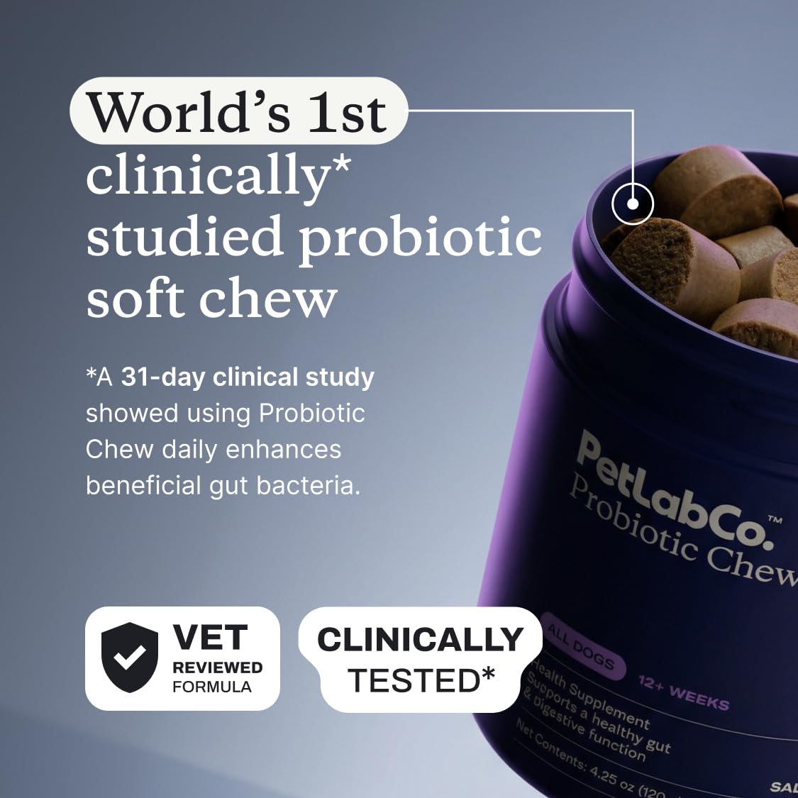 PetLab Co. Probiotic Chews for Dogs, 30 Soft Chews, Pork