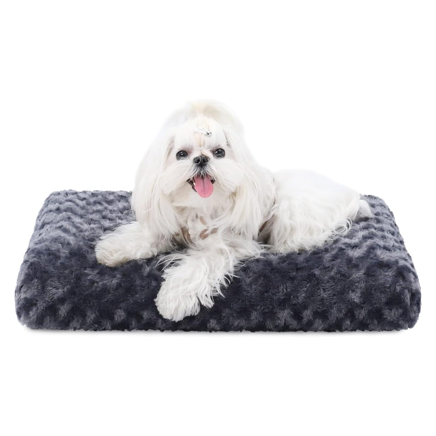KSIIA Washable Dog Beds Large Sized Dog Crate Bed Plush Mat 41"x27" Gray