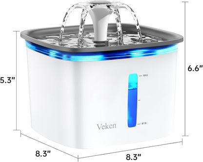 Veken Innovation Award Winner 95oz/2.8L Cat Water Fountain, C1 Classic