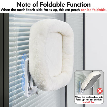 AMOSIJOY Cordless Cat Window Perch with Cushion Bed Metal Frame, L Gray
