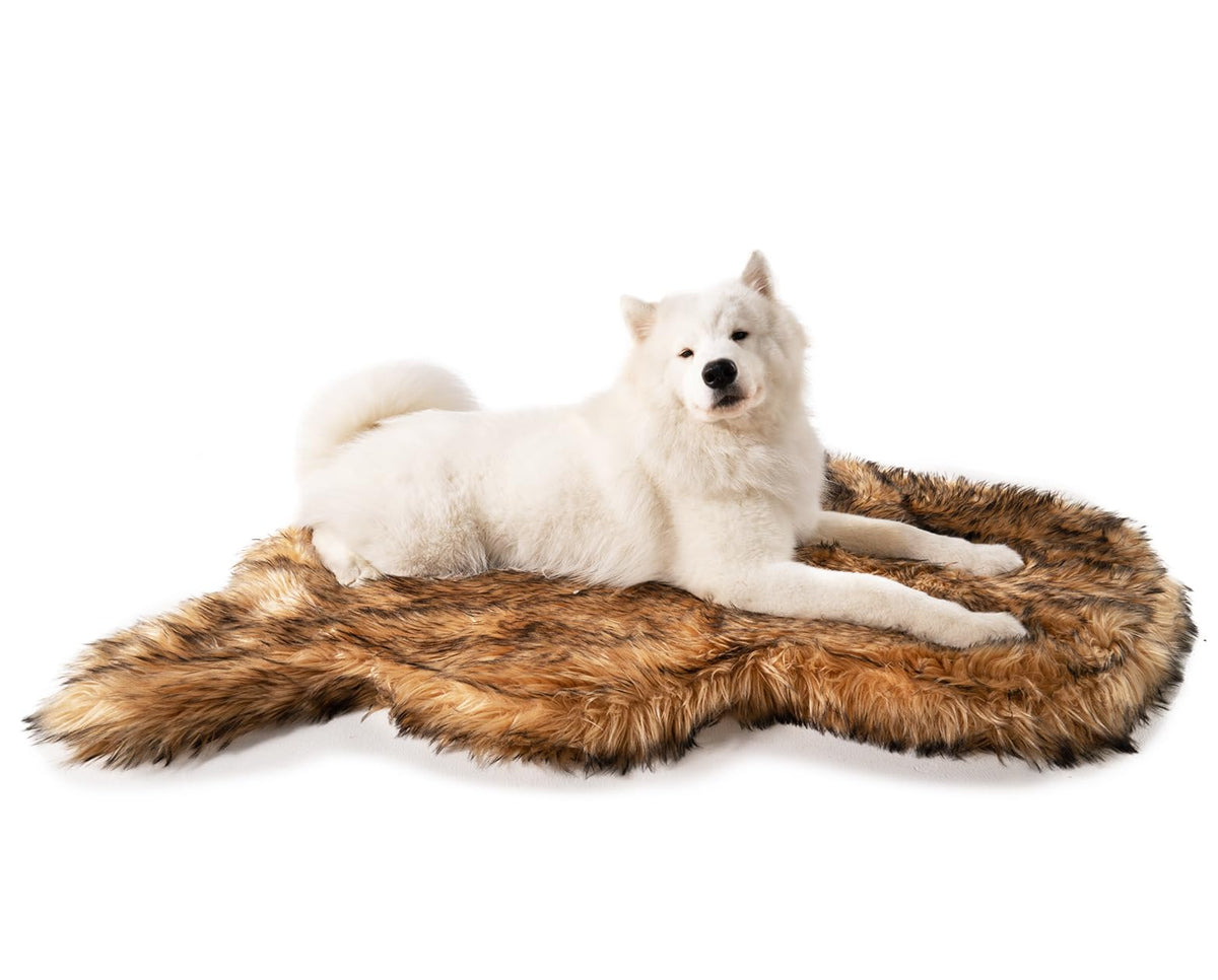 PAW BRANDS PupRug Orthopedic Memory Foam Dog Bed, White/Brown, 50x30