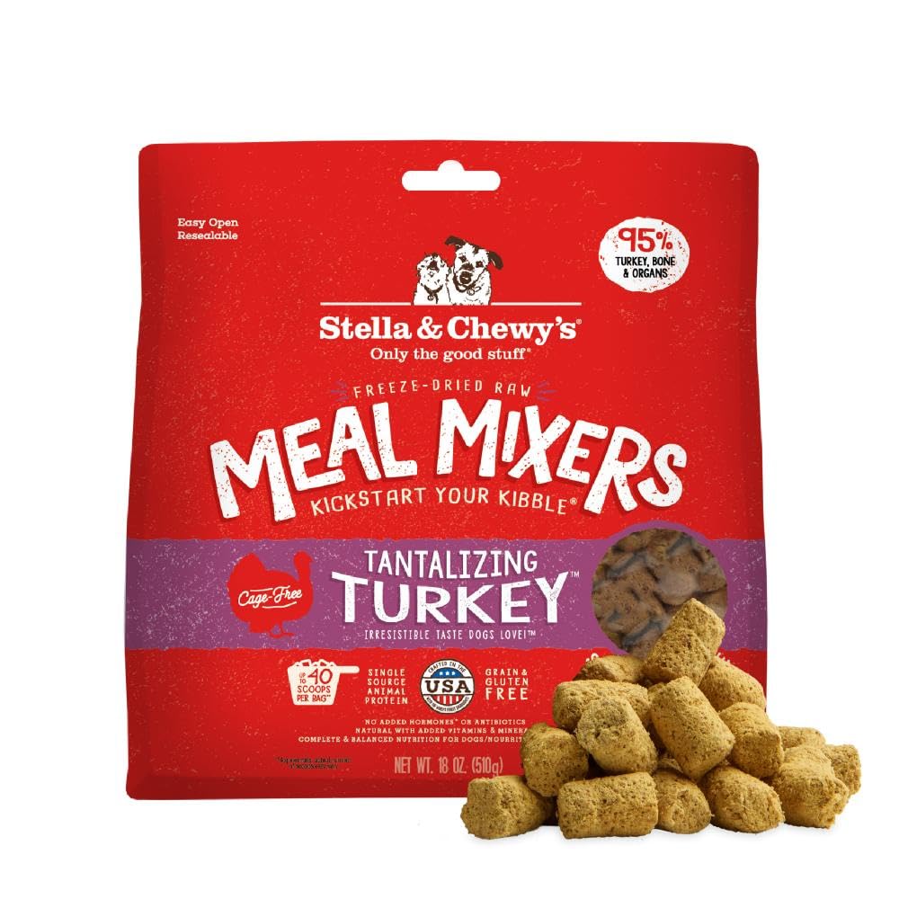Stella & Chewy's Freeze-Dried Raw Chicken Meal Mixers- Dog Food Topper & Mixer - Made with 95% Cage-Free Chicken, Organs & Bone - Perfect for Picky Eaters - Grain-Free, 2.19 Pound (Pack of 4)