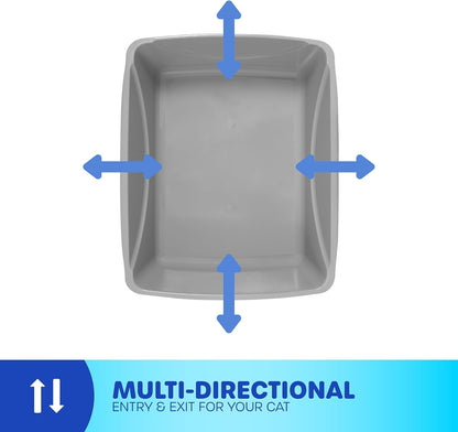 Petmate Basic Open Plastic Cat Litter Pan, Gray, Small
