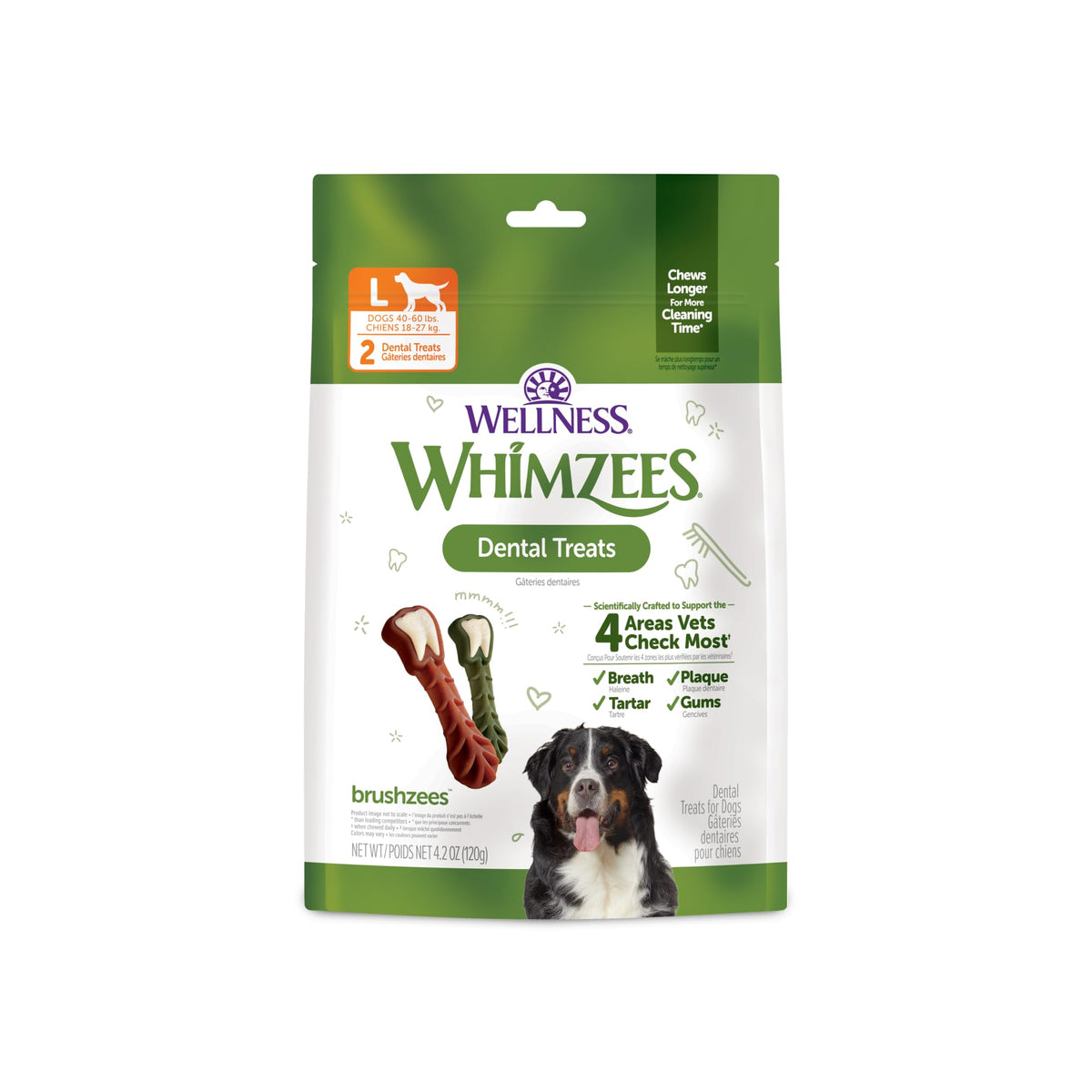 Wellness WHIMZEES Freshzees Natural Dog Dental Treat, Soft Chews, Freshens Breath, Extra-Small Size, 14.81 oz Bag, 56 Count