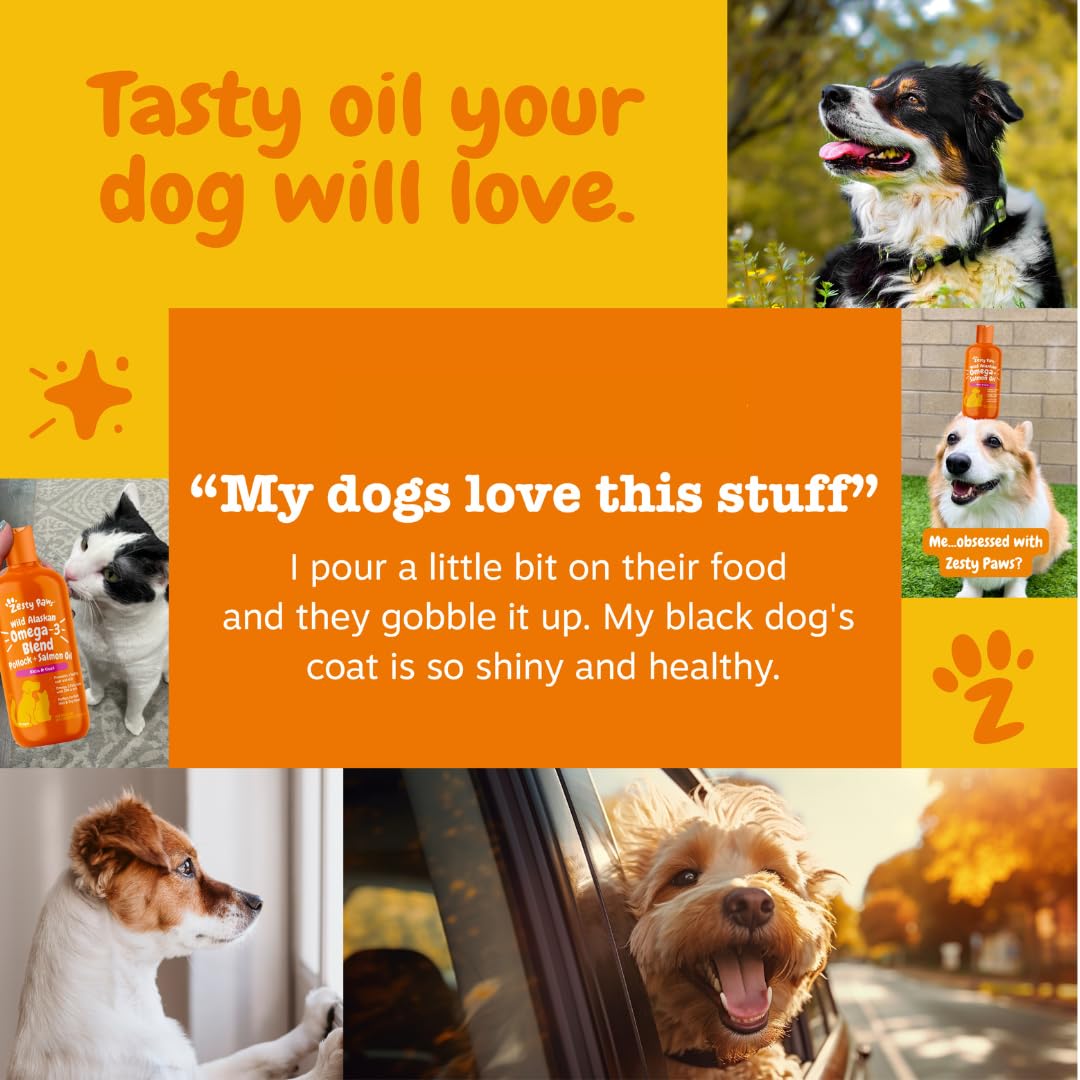Zesty Paws Salmon Oil for Dogs & Cats - Omega 3 for Dogs 8.5oz