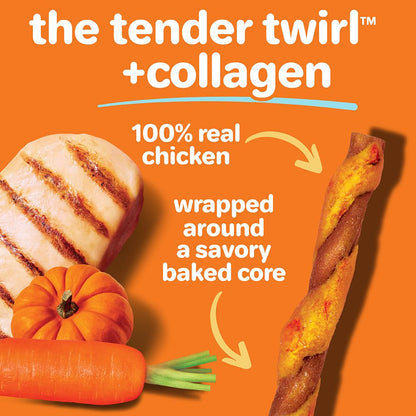 Hartz Oinkies Tender Twirls + Collagen Rawhide‑Free Dog Chews, 20 Count, 9.5 Ounce (Pack of 12)