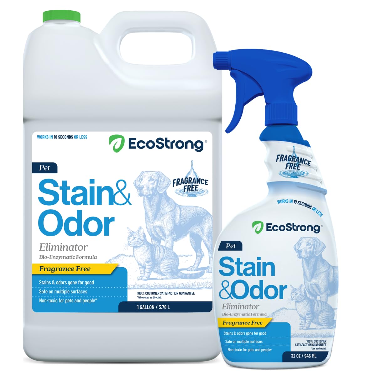 Eco Strong Pet Stain and Odor Remover - Pet Odor Eliminator, Urine Destroyer for Dogs, Pet Urine Enzyme Cleaner | Santel Woods - 128 oz