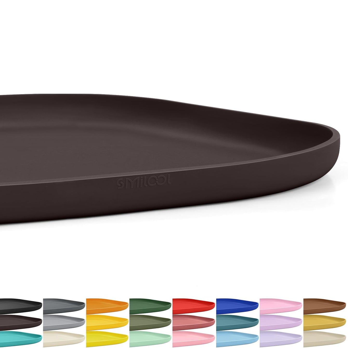 SMILOOL Waterproof Silicone Pet Food Mat with Raised Edge for Dog & Cat