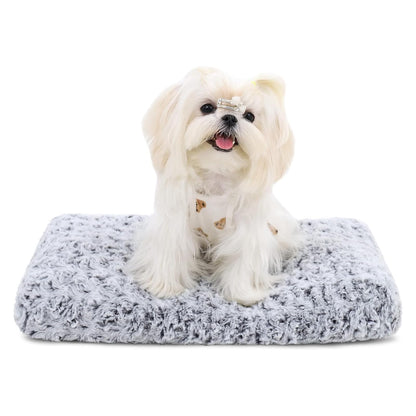 KSIIA Washable Dog Bed Medium Size Dog Crate Bed Plush Pet Mat 35"x23" Gray
