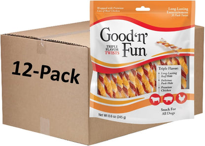 Good 'n' Fun Twists Long-Lasting Dog Treat, 35 Count (12 Pack)