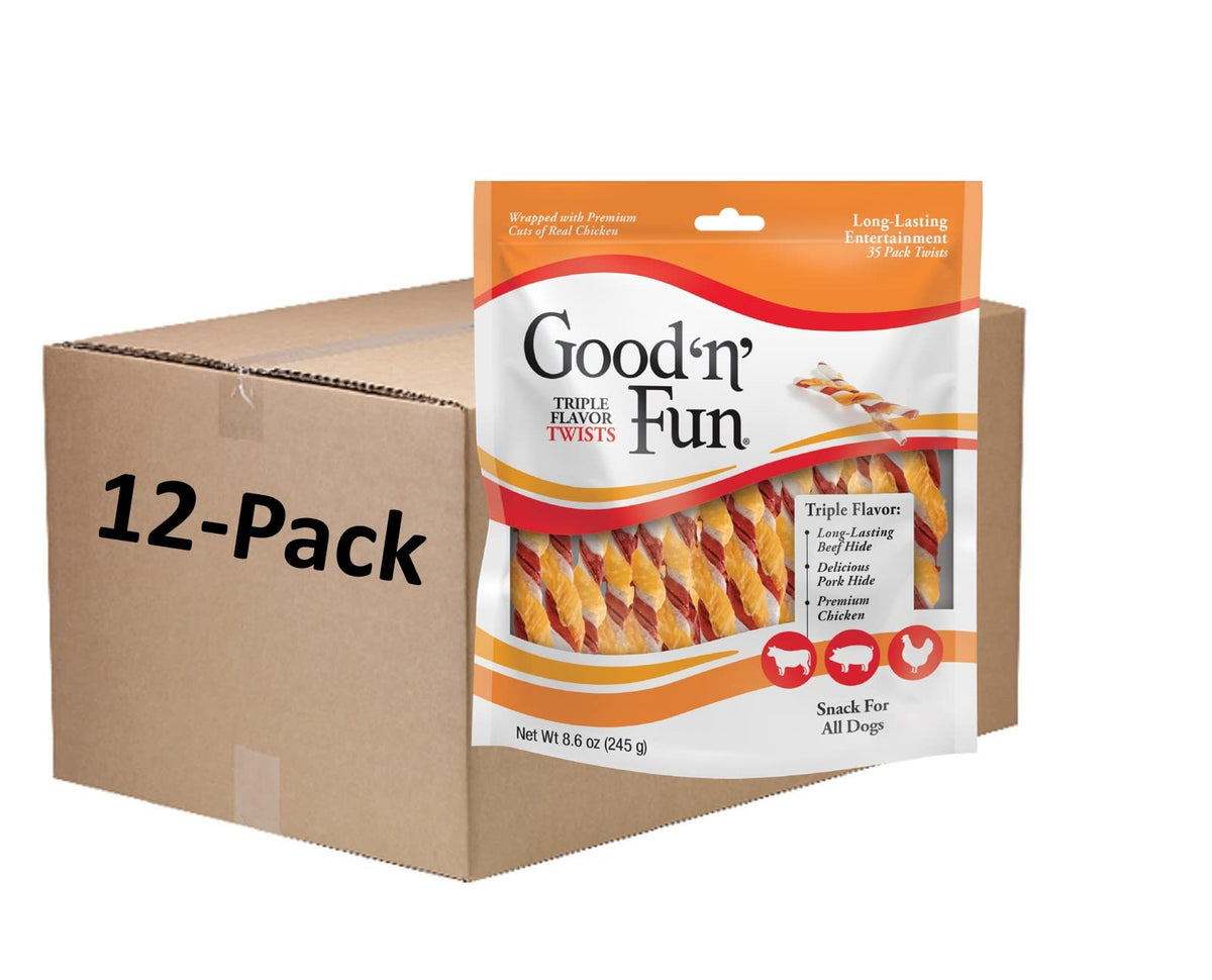 Good 'n' Fun Twists Long-Lasting Dog Treat Made With Real Protein, 22 Count