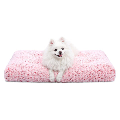 KSIIA Washable Dog Bed Medium Size Dog Crate Bed Plush Pet Mat 35"x23" Gray