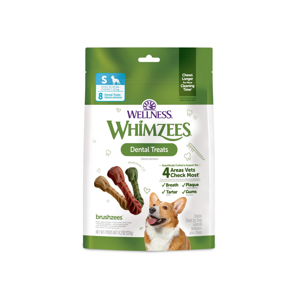 Wellness WHIMZEES Freshzees Natural Dog Dental Treat, Soft Chews, Freshens Breath, Extra-Small Size, 14.81 oz Bag, 56 Count