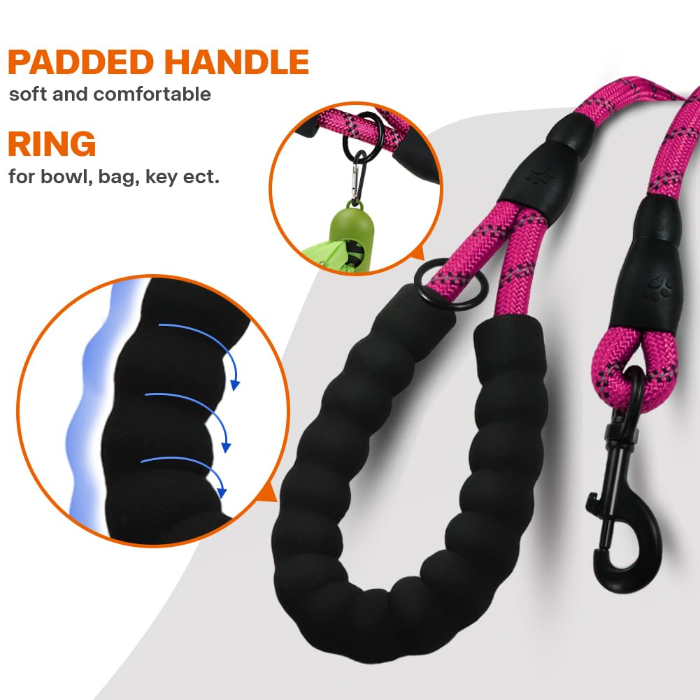 Taglory Rope Dog Leash for Medium Large Dogs, 6 FT Padded Handle, Turquoise