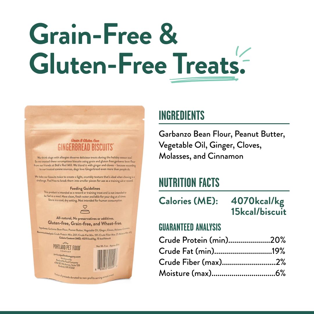 Portland Pet Food Pumpkin Dog Treats - Healthy, Grain-Free Biscuits, 5 oz