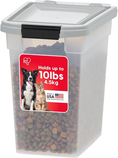 IRIS USA Dog Food Storage Container, Up to 10 lbs, Clear/Black, Made in USA
