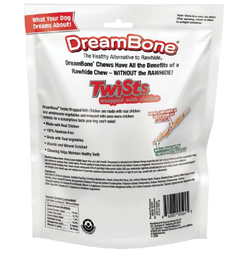DreamBone Twist Sticks Rawhide-Free Dog Treats With Real Protein, 50 Count