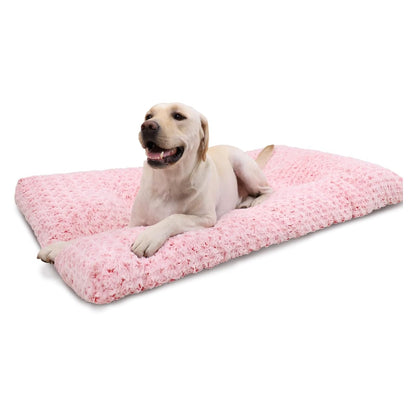 KSIIA Washable Dog Beds Large Sized Dog Crate Bed Plush Mat 41"x27" Gray