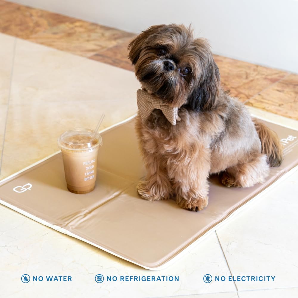 The Green Pet Shop Cool Pet Pad - Medium, Sage Grey - Self-Cooling, Pressure Activated Mat for Dogs & Cats from 21-45 lbs - Non-Toxic Gel, No Water Needed