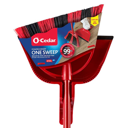 O-Cedar Pet Pro Broom with Step-On Dustpan | Removes Over 99% of Dust & Dirt in One Sweep | Removes 3X More Pet Hair | Quiet Cleaning Tool for Cat and Dog Owners