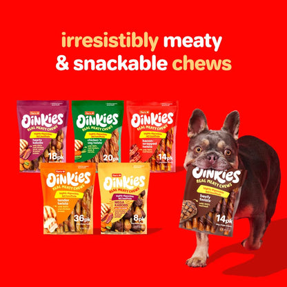 Hartz Oinkies Tender Twirls + Collagen Rawhide‑Free Dog Chews, 20 Count, 9.5 Ounce (Pack of 12)