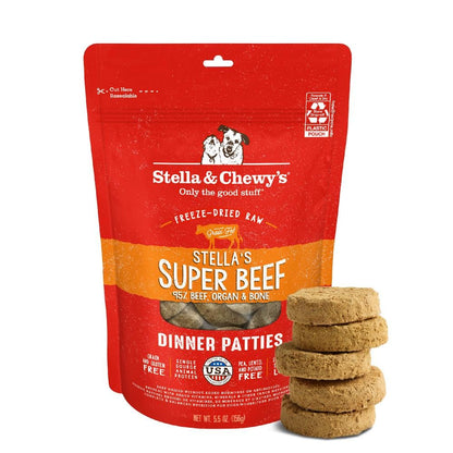 Stella & Chewy's Freeze-Dried Raw Dinner Patties - Beef Recipe - High Protein Grain-Free Puppy & Dog Food - Perfect For Picky Eaters - 25 oz