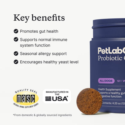 PetLab Co. Probiotic Chews for Dogs, 30 Soft Chews, Pork