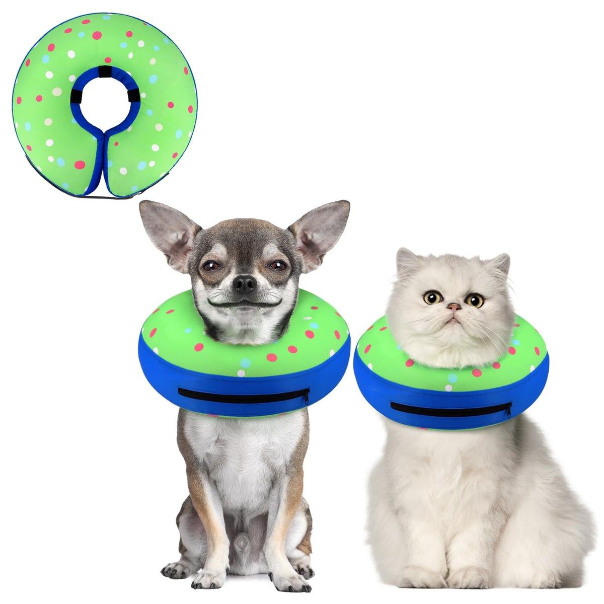 Supet Inflatable Dog Cone Collar for Small Dogs Puppies Cats, Soft Dog Cone Alternative After Surgery for Puppies Cats to Stop Licking