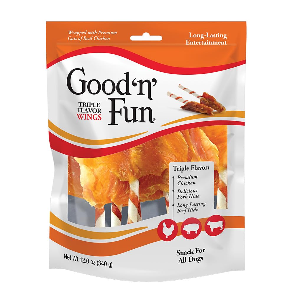 Good 'n' Fun Wings Long-Lasting Dog Treat Made With Real Protein, 12 oz
