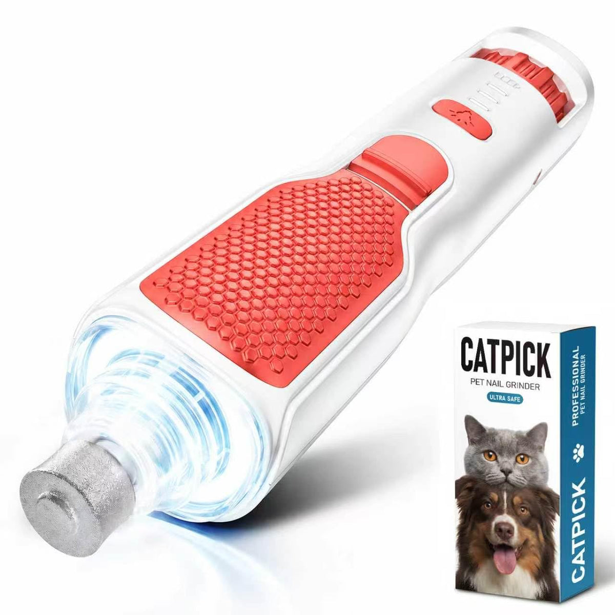 CATPICK 7-Speed Quiet Dog & Cat Nail Grinder with 360° LED for Thick Nails