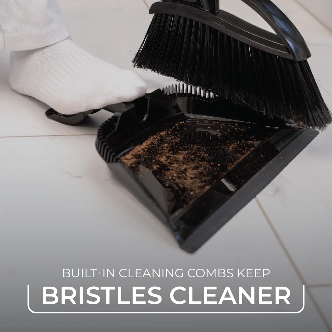 O-Cedar Pet Pro Broom with Step-On Dustpan | Removes Over 99% of Dust & Dirt in One Sweep | Removes 3X More Pet Hair | Quiet Cleaning Tool for Cat and Dog Owners