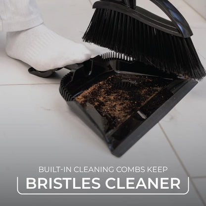 O-Cedar Pet Pro Broom with Step-On Dustpan | Removes Over 99% of Dust & Dirt in One Sweep | Removes 3X More Pet Hair | Quiet Cleaning Tool for Cat and Dog Owners