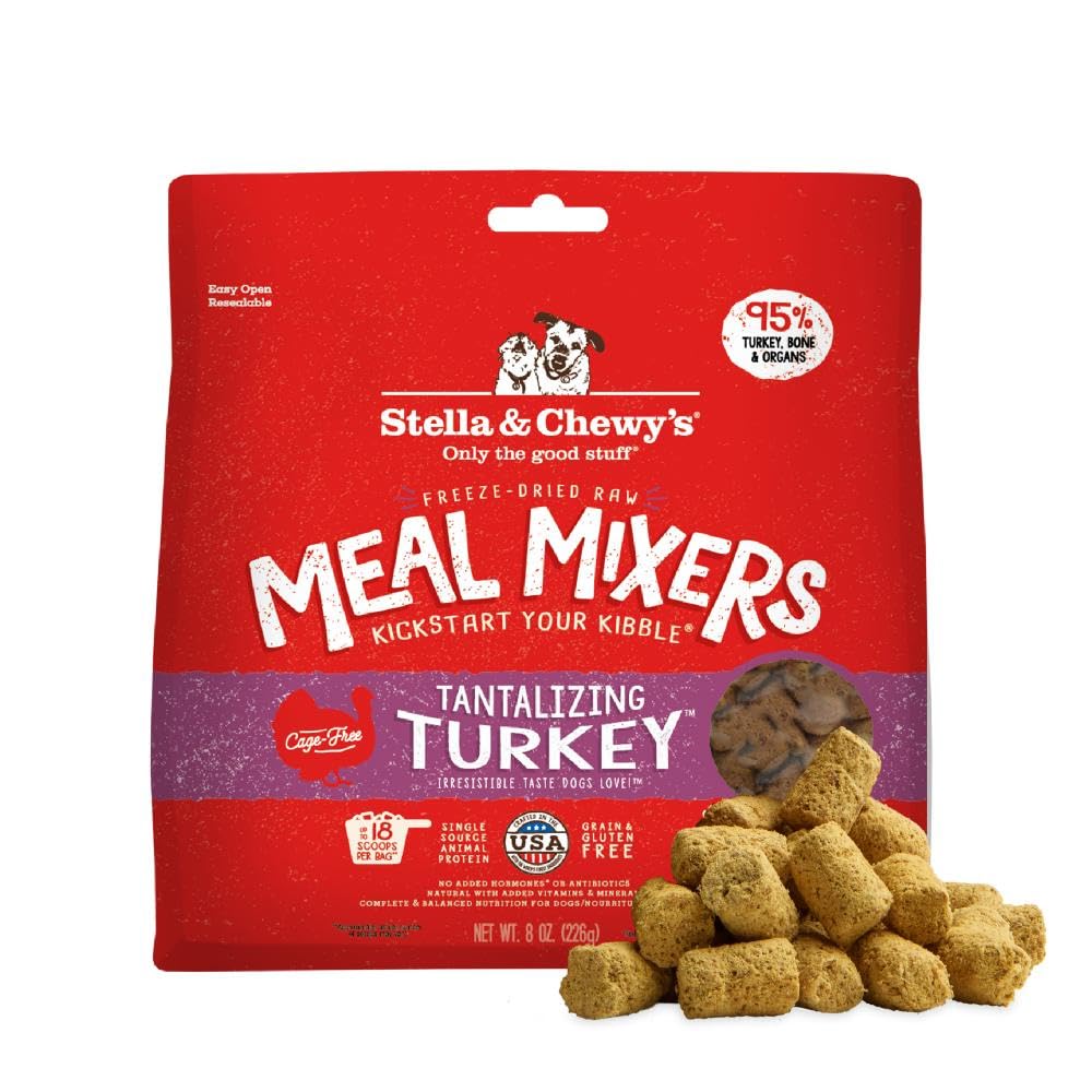 Stella & Chewy's Freeze-Dried Raw Chicken Meal Mixers- Dog Food Topper & Mixer - Made with 95% Cage-Free Chicken, Organs & Bone - Perfect for Picky Eaters - Grain-Free, 2.19 Pound (Pack of 4)