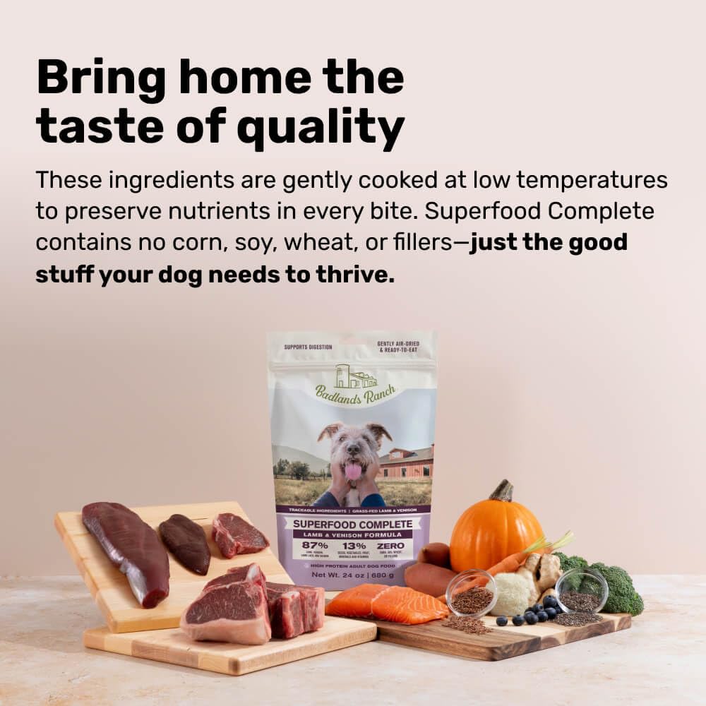 BADLANDS RANCH Air-Dried Chicken Dog Food, 87% Real Meat, 24 oz, 4-Pack